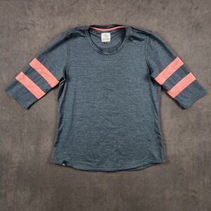 Flylow Hawkins Shirt Womens Medium Gray Pink 3/4 Sleeve Mountain Bike Quick Dry